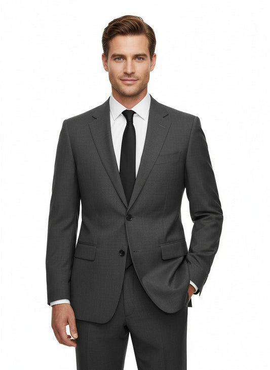 Canali Solid Gray 100% Wool Suit 48R