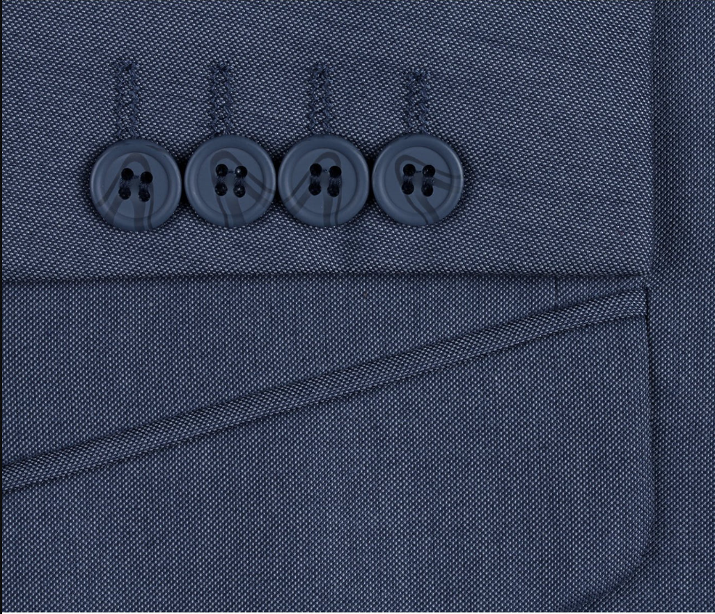 Raphael Medium Blue Textured Slim Fit Notch Lapel Two Button Suit