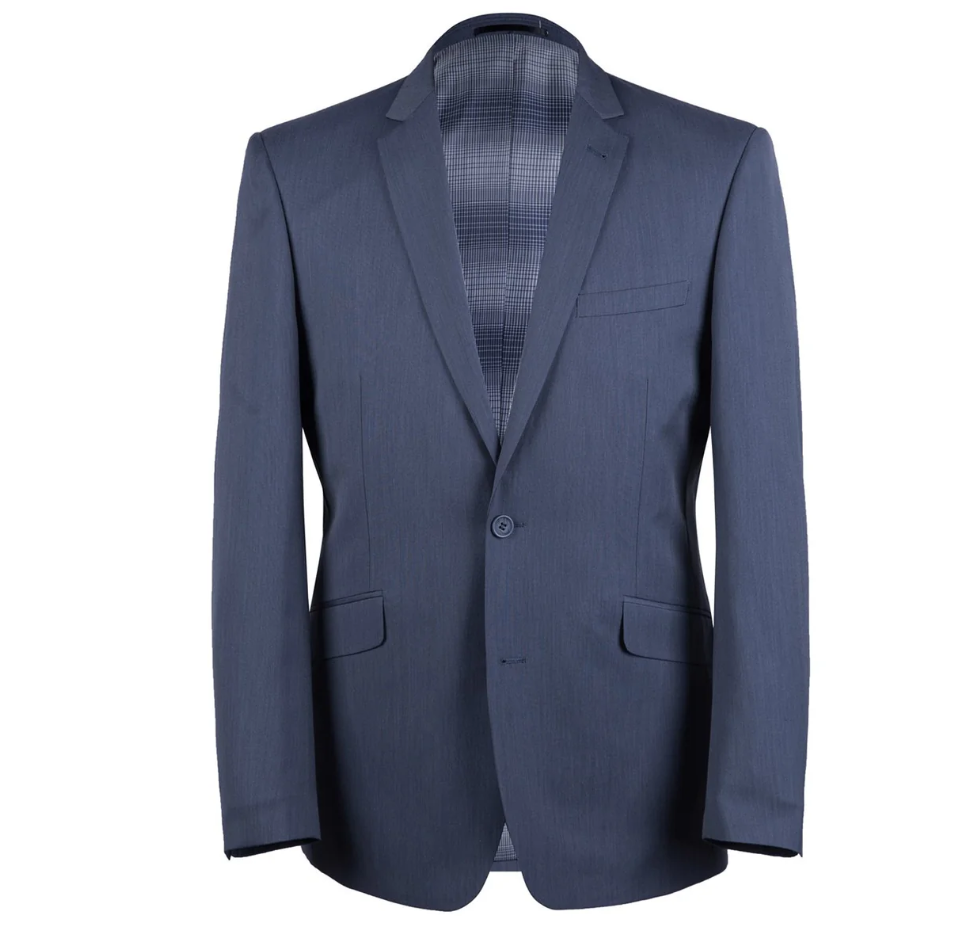 Raphael Medium Blue Textured Slim Fit Notch Lapel Two Button Suit