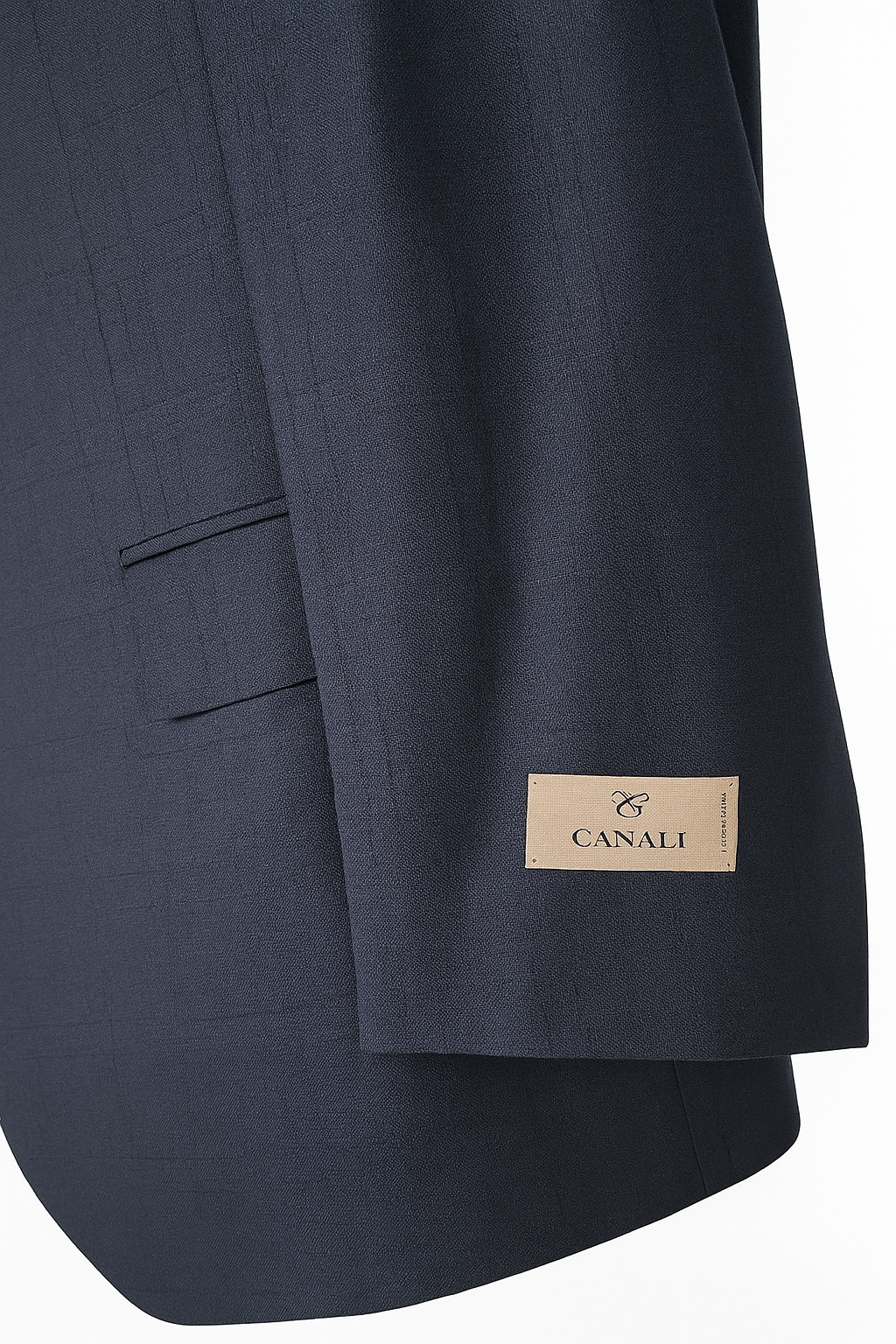 Canali Navy Blue Windowpane 100% Wool 2 Button Suit 44R