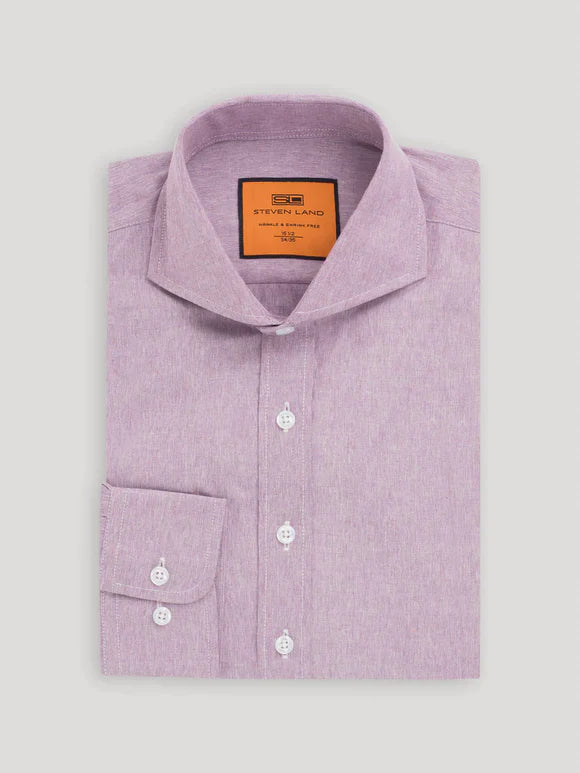 Steven Land Mens Classic Fit Purple Wrinkle Free Cotton Blend Cutaway Collar Dress Shirt
