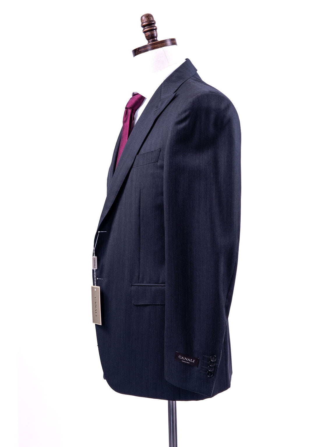 Canali Mens Charcoal Gray Herringbone 42R Drop 8 100% Wool 2 Button 2 Piece Suit