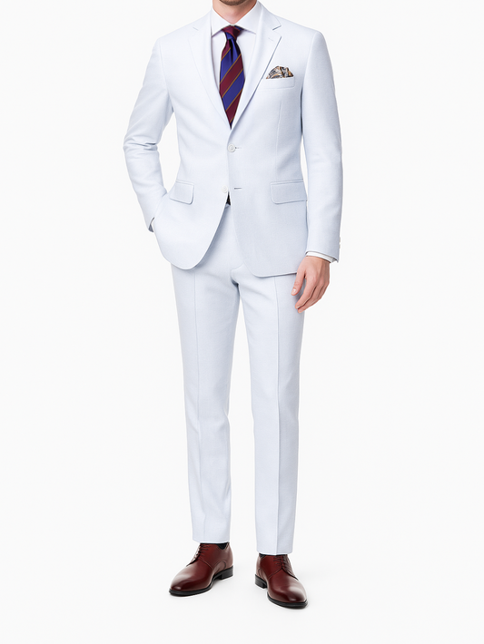 Raphael Mens Solid White Classic Fit Notch Lapel 2 Button Suit