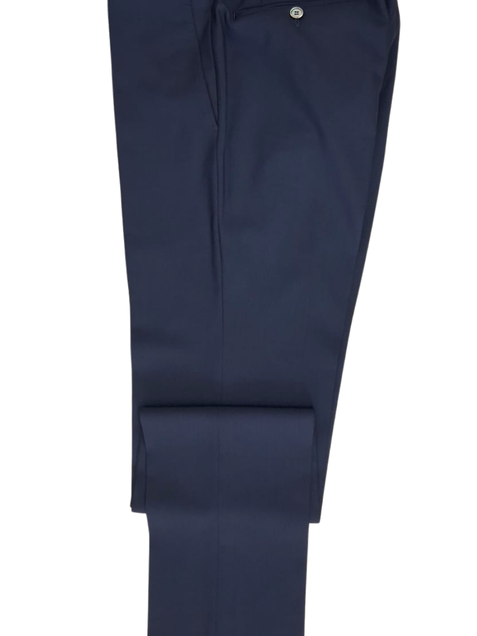 Canali Solid Navy 3-piece 100% Wool Suit 38R