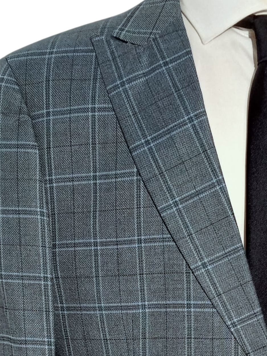 Canuti By Steven Land Light Blue Plaid Modern Fit 2 Button Blazer Sportcoat