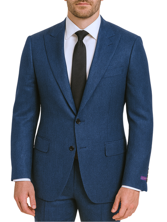 Canuti By Steven Land Textured Royal Blue Modern Fit Peak Lapel 2 Button Blazer Sportcoat