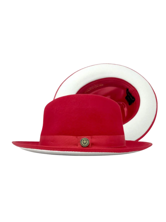 Men's Princeton Collection Red/White Felt Fedora Hat