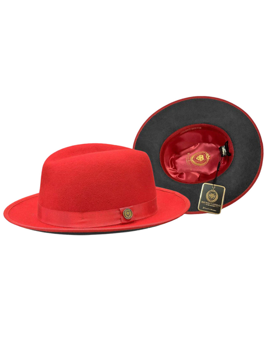 Men's Princeton Collection Red/Charcoal Felt Fedora Hat