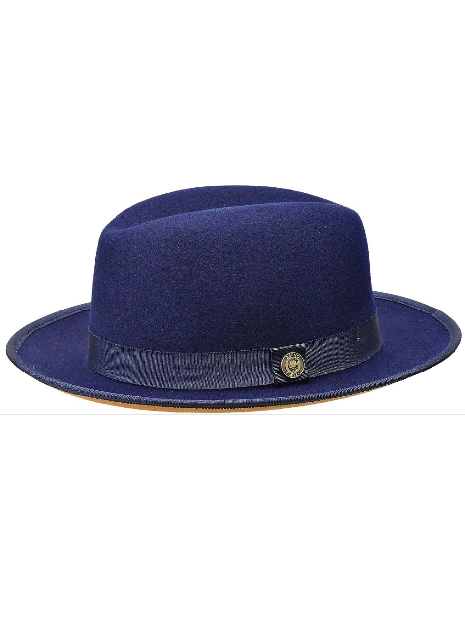 Men's Princeton Collection Navy/Camel Felt Fedora Hat