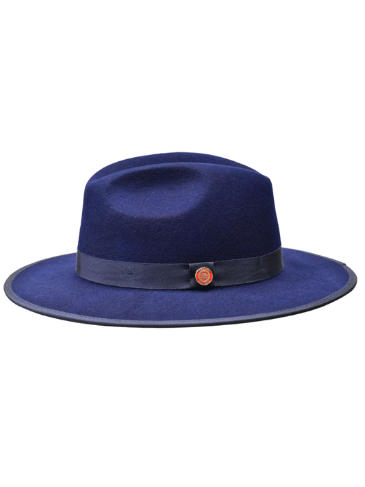 Men's Monarch Collection Navy/Red Felt Fedora Hat