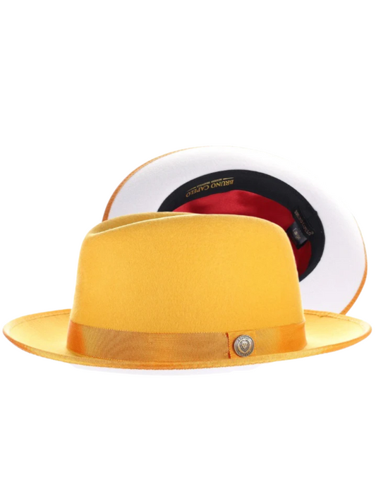 Men's Princeton Collection Gold/White Felt Fedora Hat