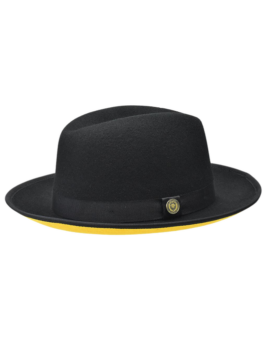 Men's Princeton Collection Black/Gold Felt Fedora Hat