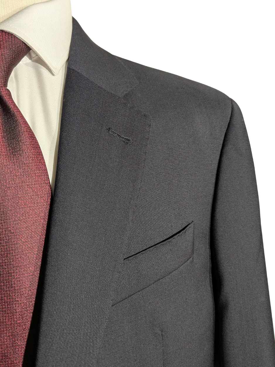 Emporio Armani G-Line Solid Black 100% Wool Notch Lapel Slim Fit 2 Button Suit 44R