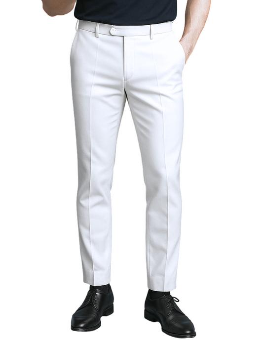 Raphael Mens Solid White Classic Fit Flat Front Dress Pants