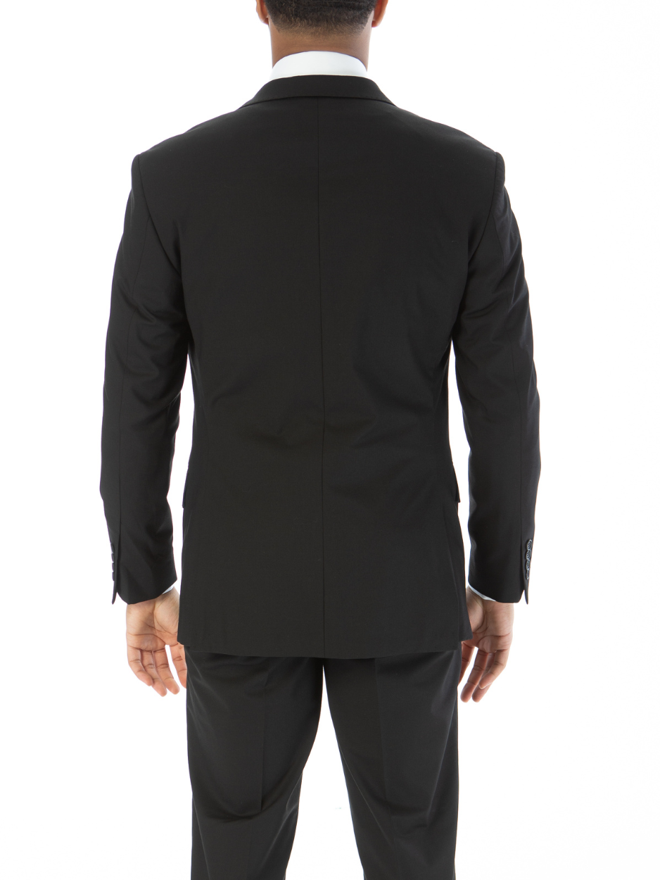 Raphael Mens Solid Black Slim Fit Stretch 2 Button Blazer Sportcoat
