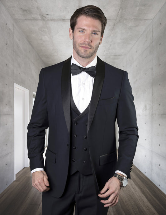 Statement 3 Piece Tuxedo Shawl Lapel - Navy