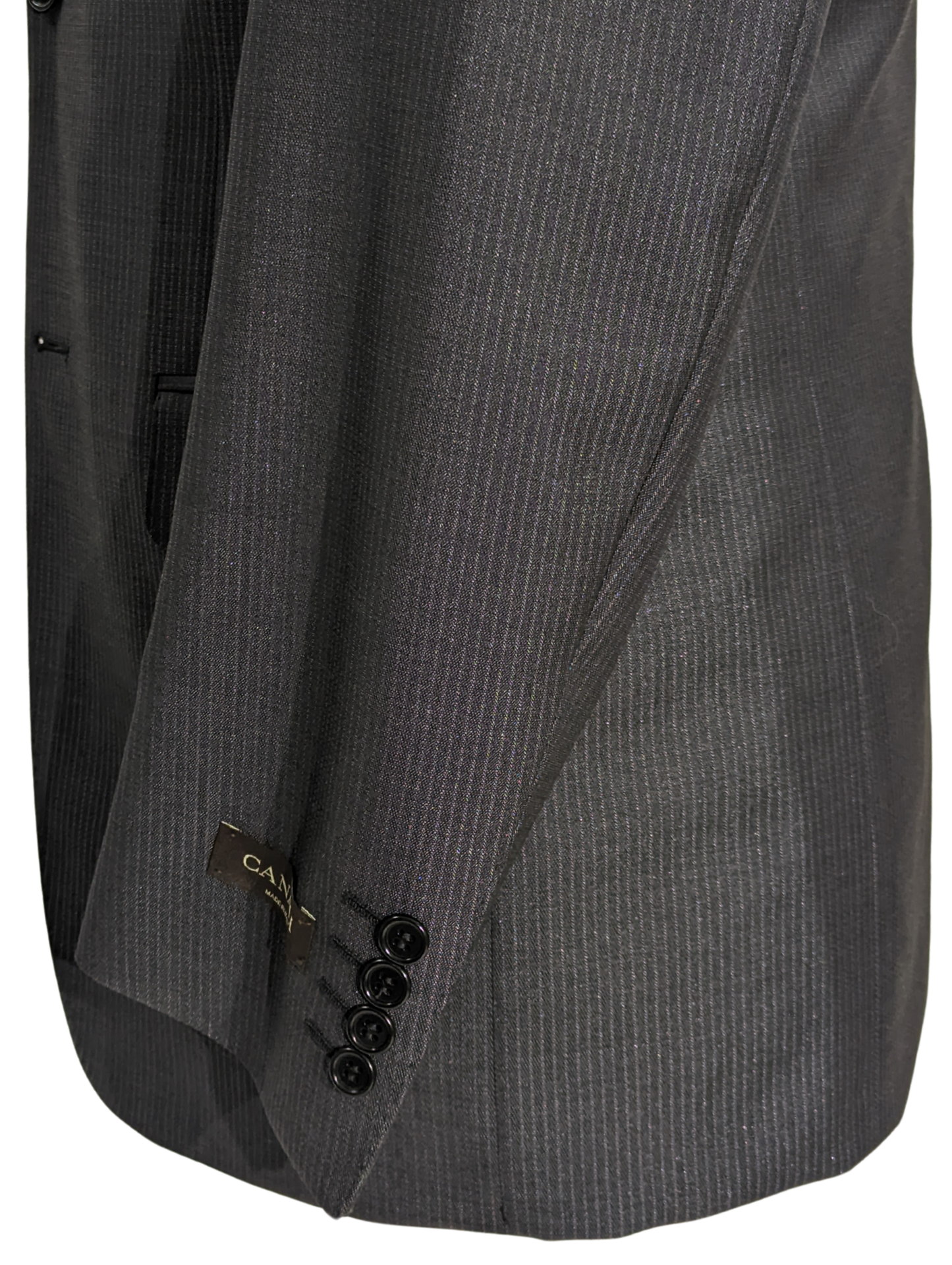 Canali Charcoal Gray Pinstripe Wool Blend Suit 44R