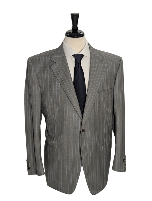 Canali Light Gray Pinstripe 100% Wool Suit 48S