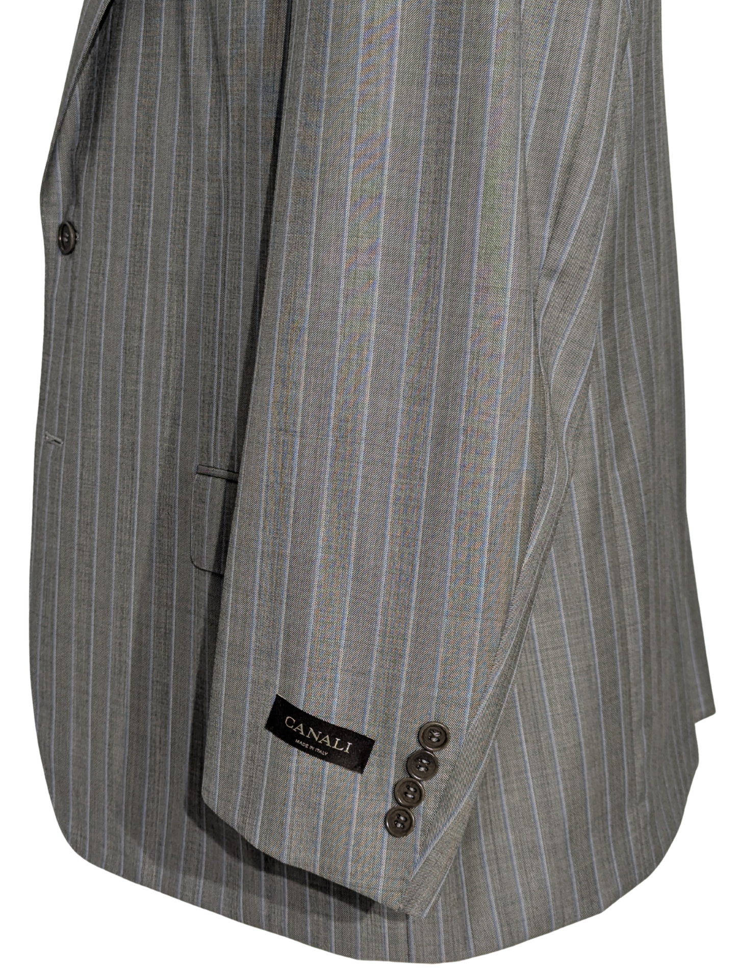 Canali Light Gray Pinstripe 100% Wool Suit 48S