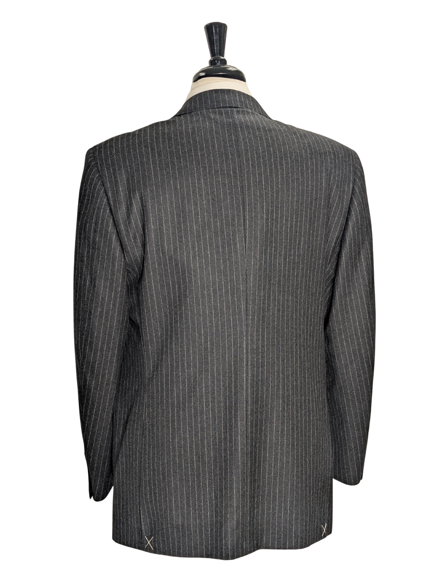 Canali Charcoal Pinstriped 100% Wool Suit 46R