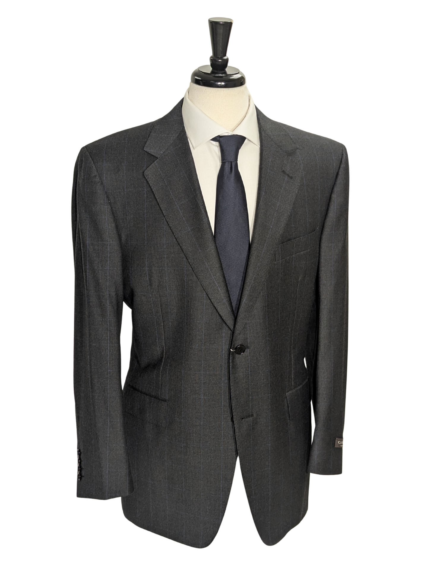 Canali Gray Glen Plaid 100% Wool Suit 46R