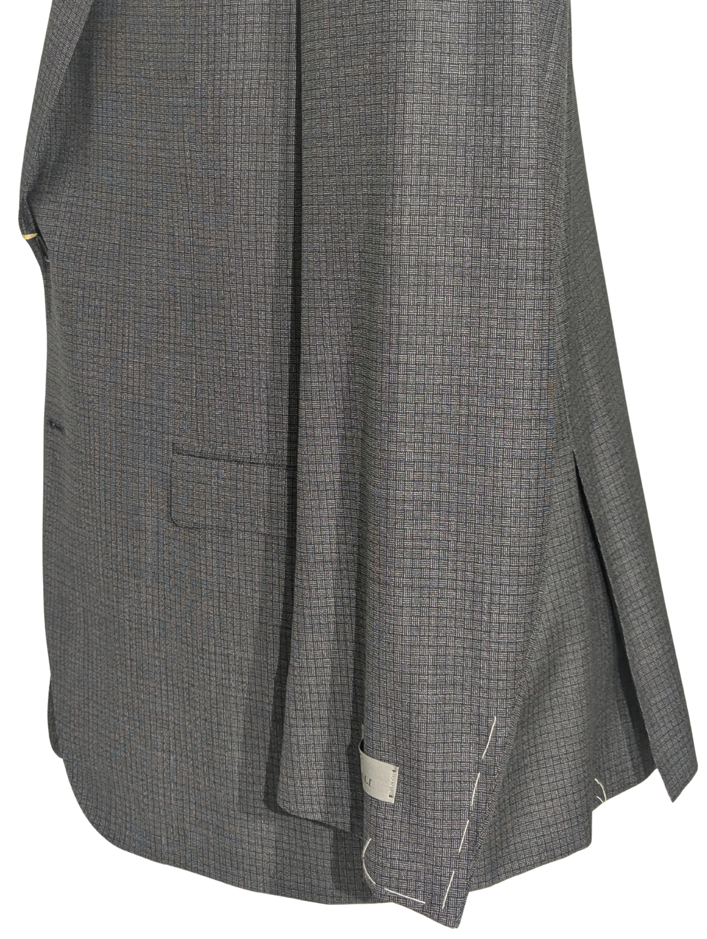 Canali Dark Gray Woven Check Pattern Classic Fit 100% Wool Suit 48R