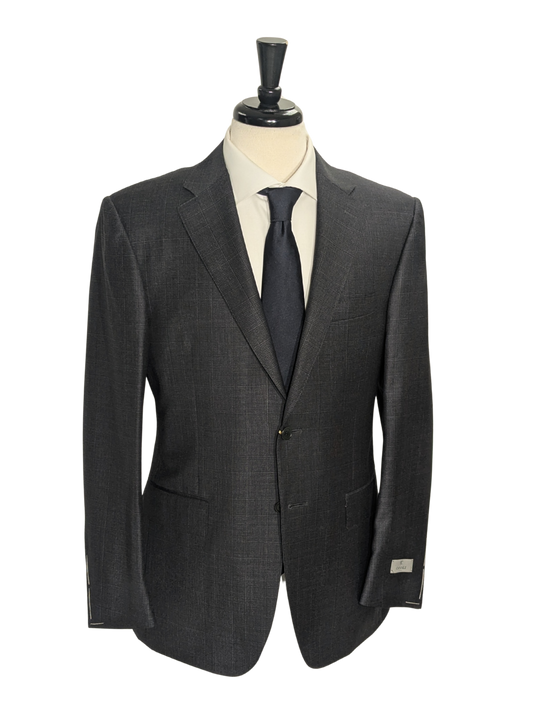 Canali Gray Glen Plaid 100% Wool Suit 40R