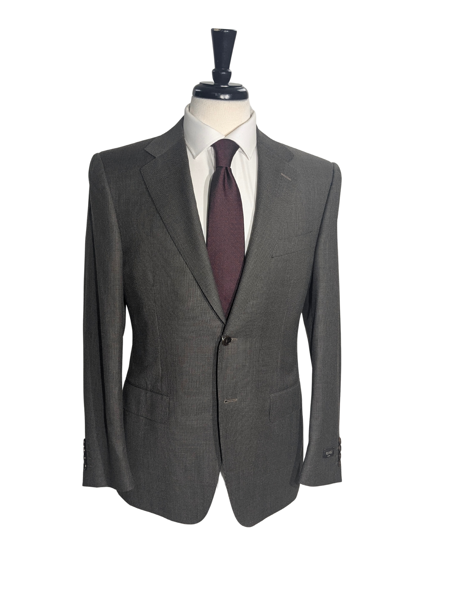 Canali Brown Basketweave 100% Wool 2 Button Suit 36R