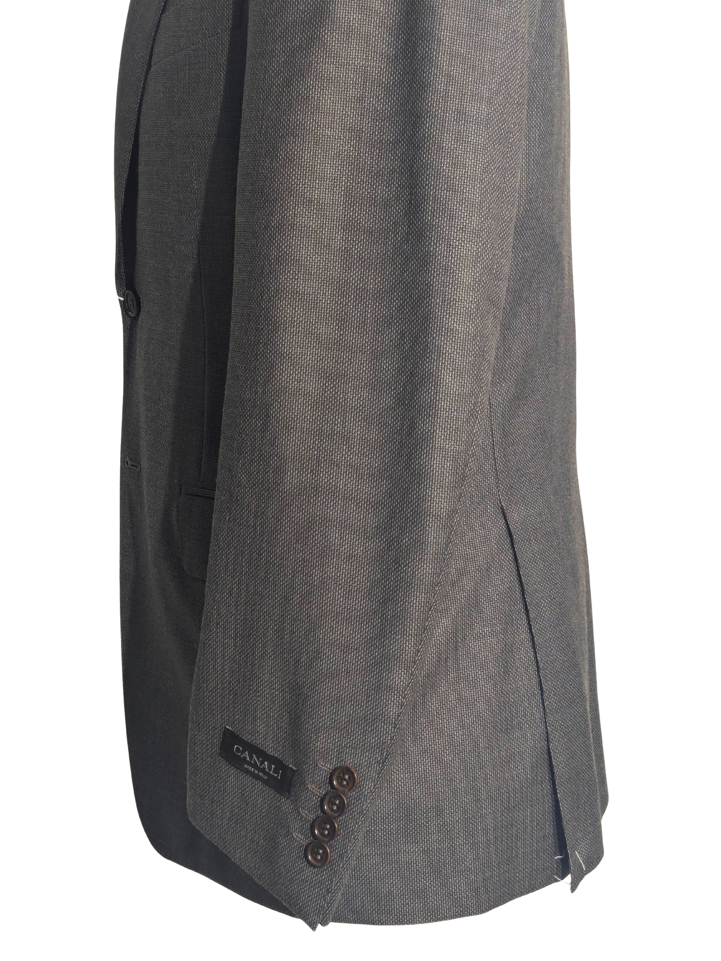 Canali Brown Basketweave 100% Wool 2 Button Suit 36R