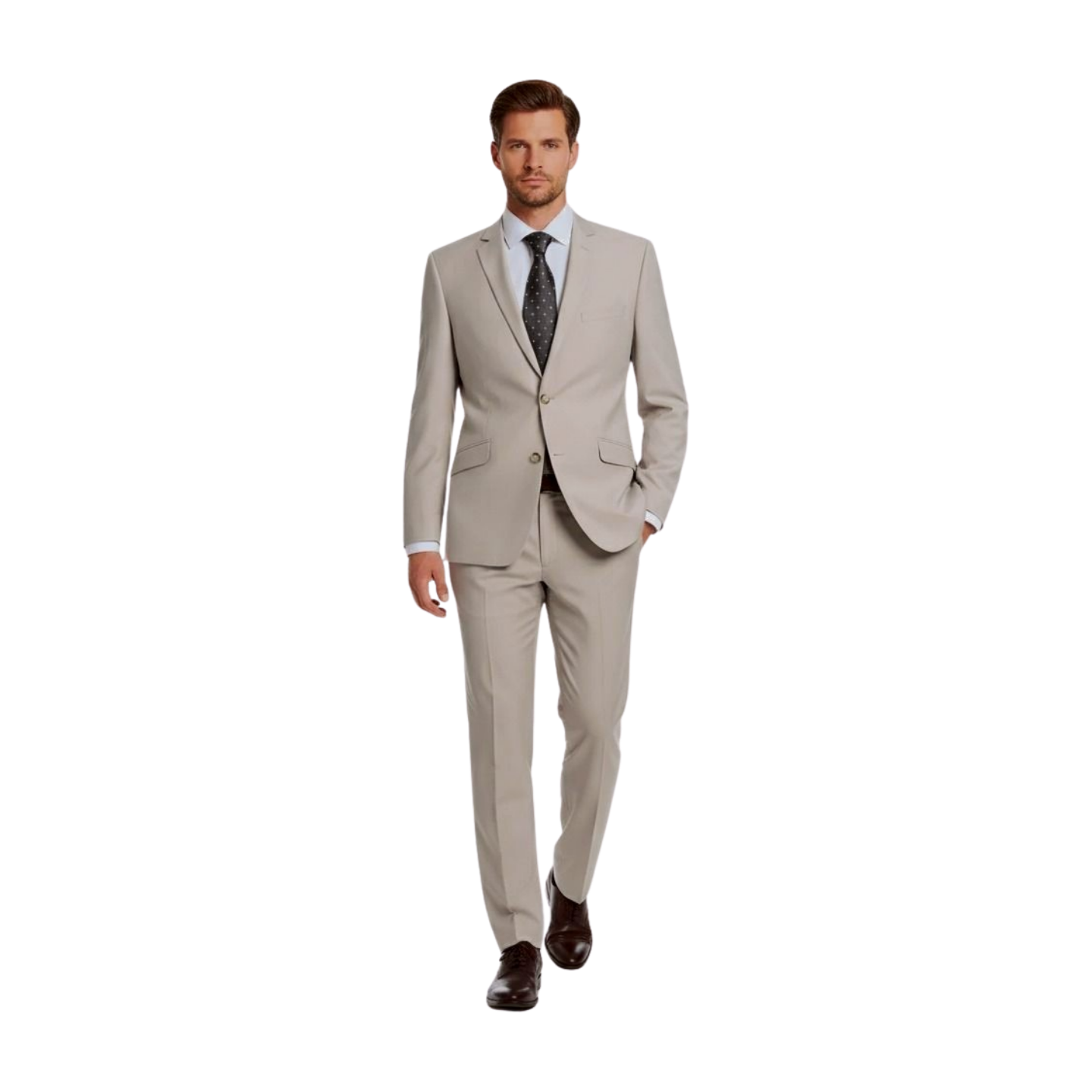 Raphael Solid Beige Notch Lapel Slim Fit Two Button Suit