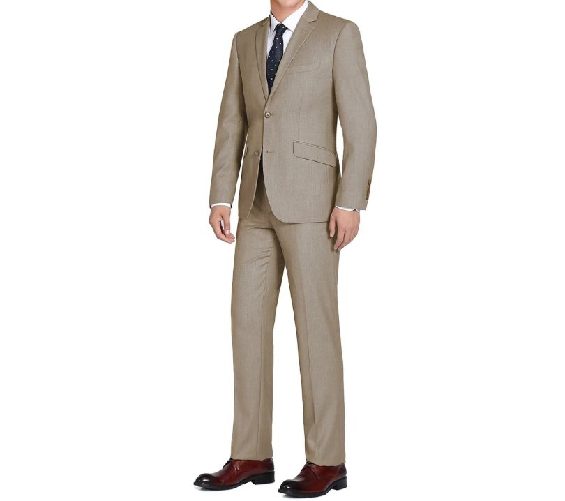Raphael Mens Solid Taupe Brown Regular Fit 2 Piece Suit