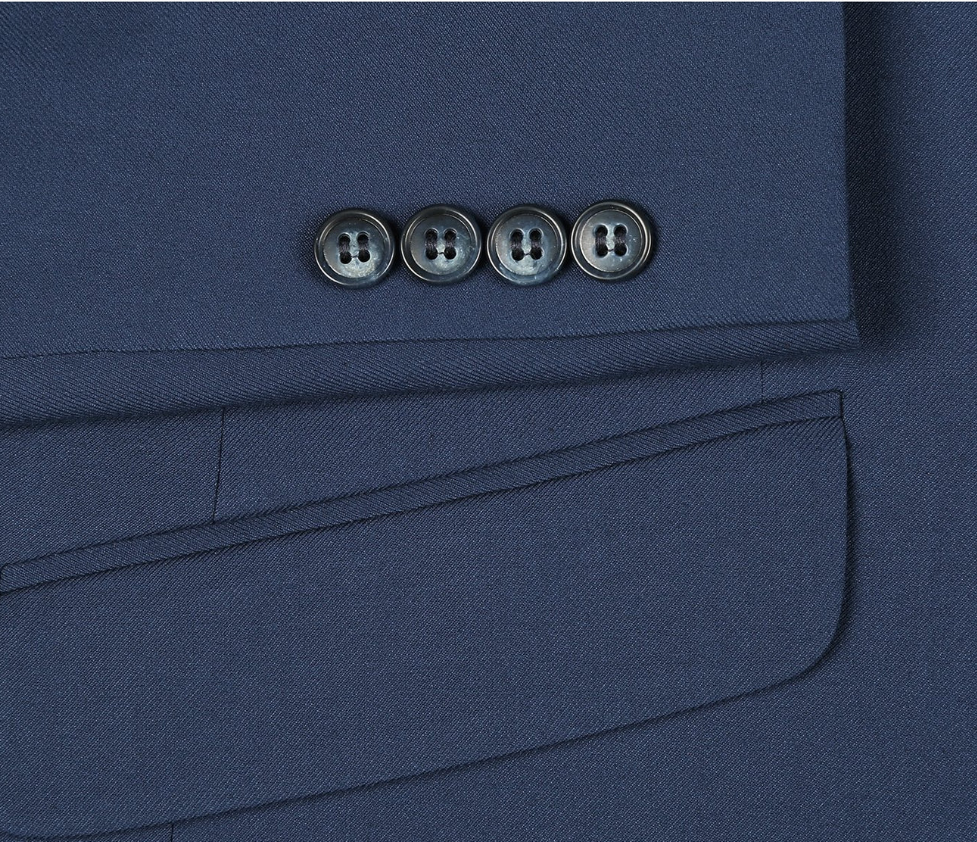 Raphael Solid Blue Notch Lapel Slim Fit Stretch Two Button Suit