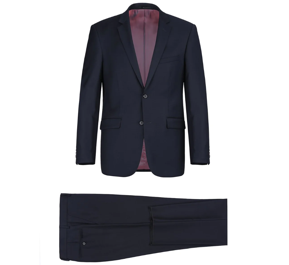 Raphael Men’s Slim Fit Notch Lapel Dark Navy Two  Button Suit