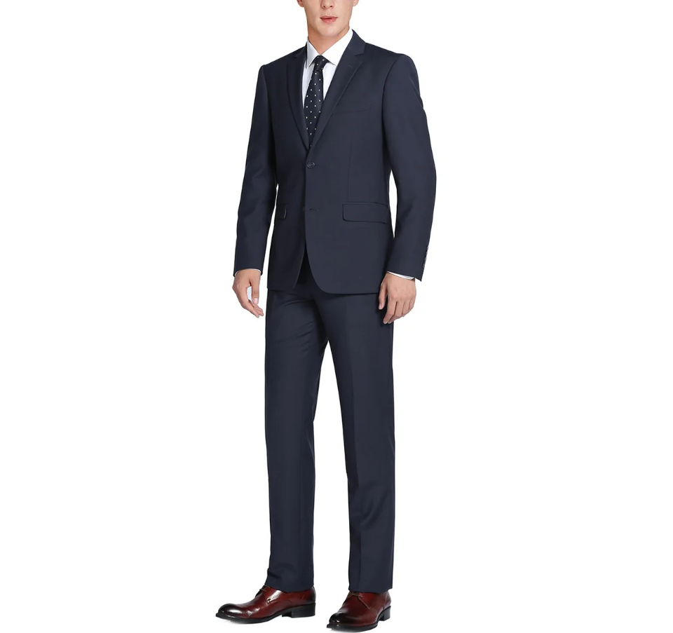 Raphael Men’s Slim Fit Notch Lapel Dark Navy Two  Button Suit