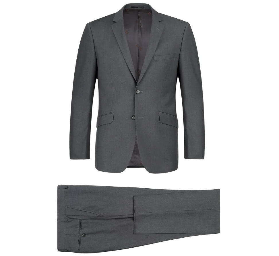 Raphael Men’s Classic Fit Charcoal Gray Notch Lapel Two Button Suit