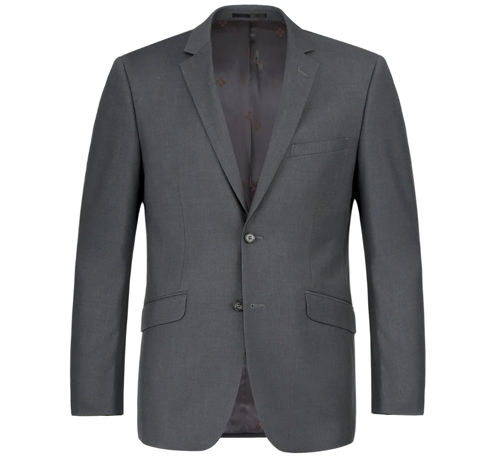 Raphael Men’s Classic Fit Charcoal Gray Notch Lapel Two Button Suit