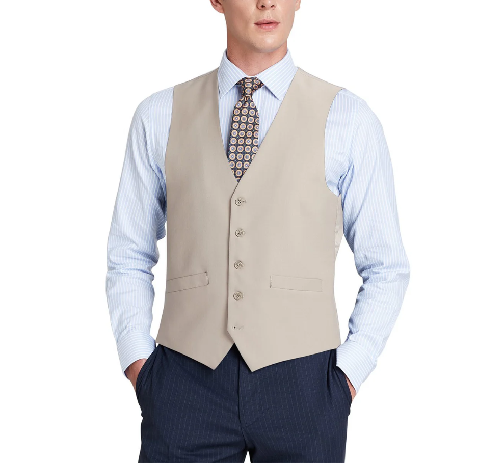 Raphael Mens Solid Tan Classic Fit Vest