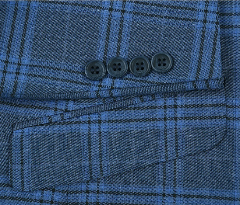Raphael Blue Windowpane Slim Fit Notch Lapel Stretch Two Button Suit