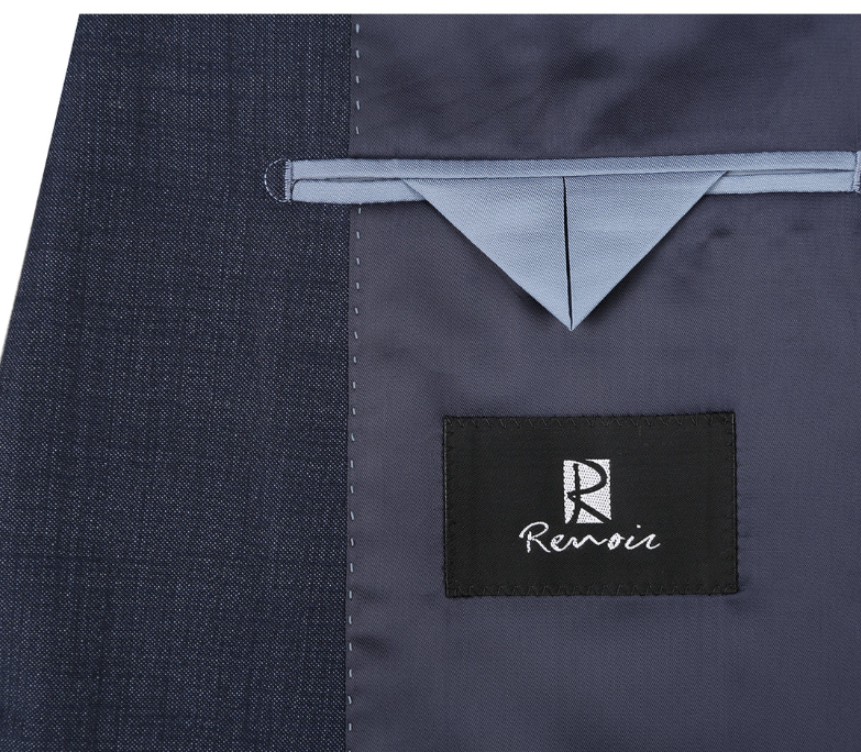 Raphael Navy Textured Notch Lapel Classic Fit Two Button Wool Suit