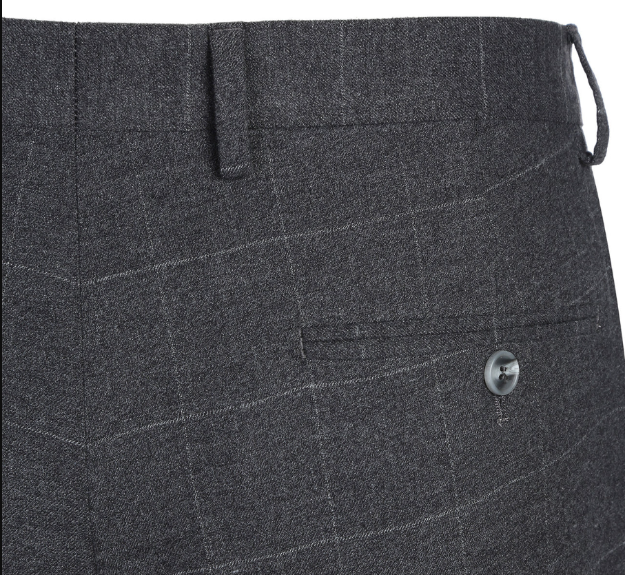 Raphael Mens Gray Windowpane Slim Fit Notch Lapels 2 Buttons Stretch Suit