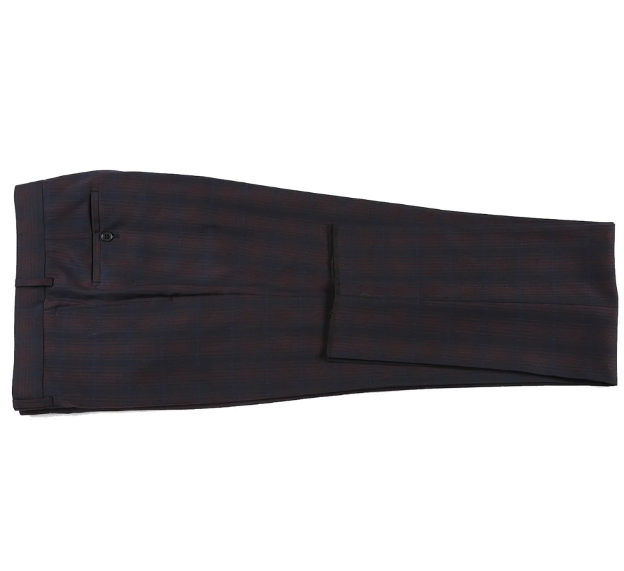 English Laundry Dark Navy With Burgundy Check Slim Fit 2 Button Stretch Suit