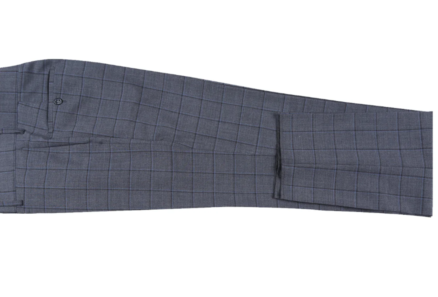 English Laundry Grid Check Charcoal Gray Slim Fit Notch Lapel Wool Stretch 2 Button Suit