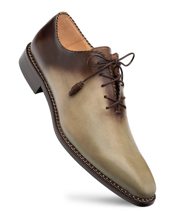 Mezlan Barbaro Two-Tone Olive Mocha Oxford Dress Shoes