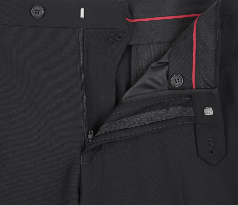 Raphael Solid Black Notch Lapel Slim Fit Stretch Two Button Suit