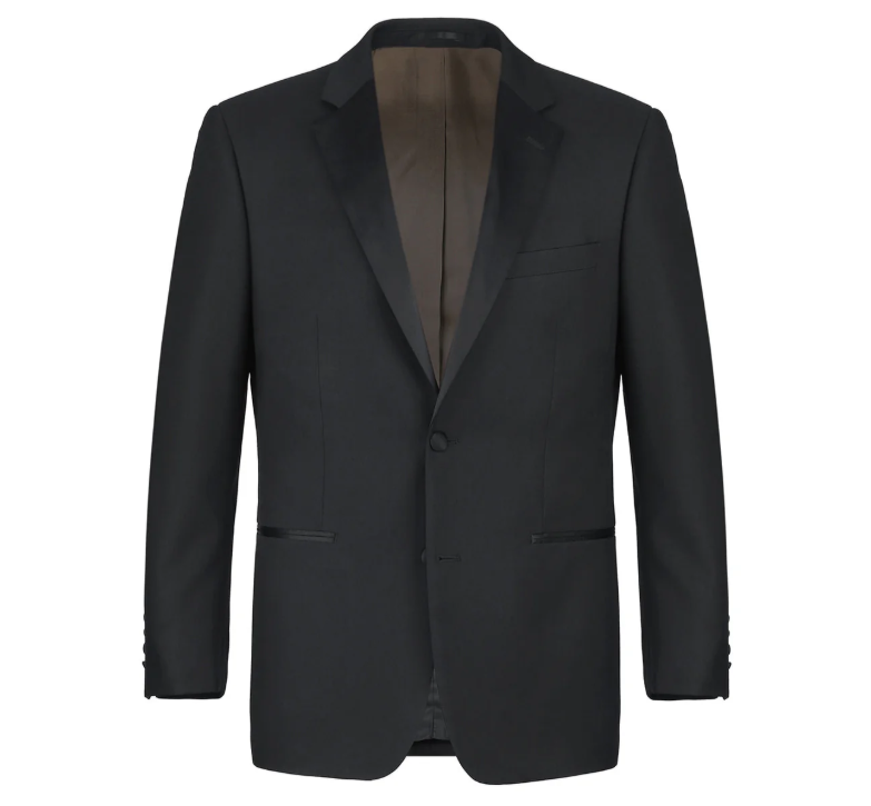 Raphael Solid Black Slim Fit 100% Wool Two Button Notch Lapel Tuxedo Suit