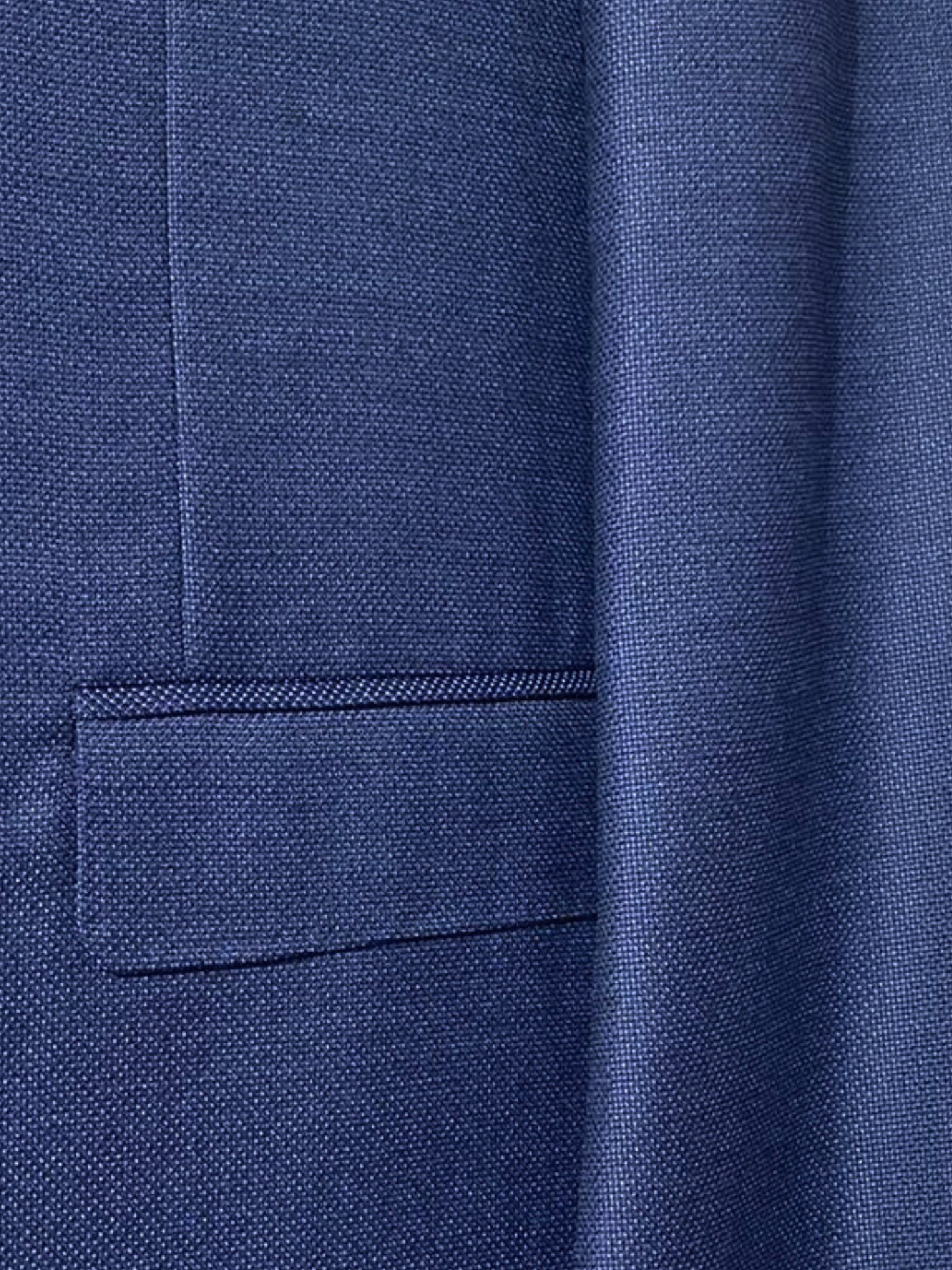 Canali Navy Blue Textured Notch Lapel 100% Wool 2 Button Suit 46L
