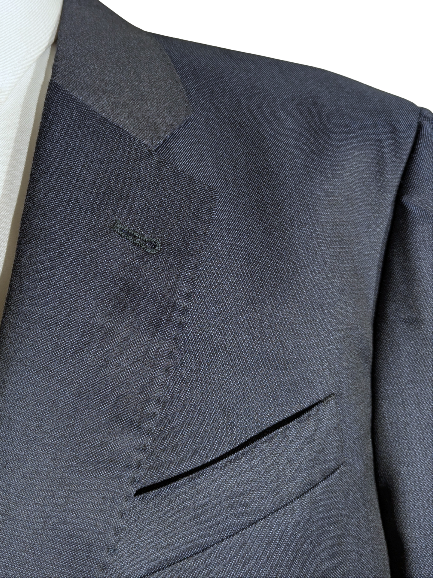 Armani Collezioni G-Line Textured Navy Blue Slim Fit 2-Button Wool Suit - 48R