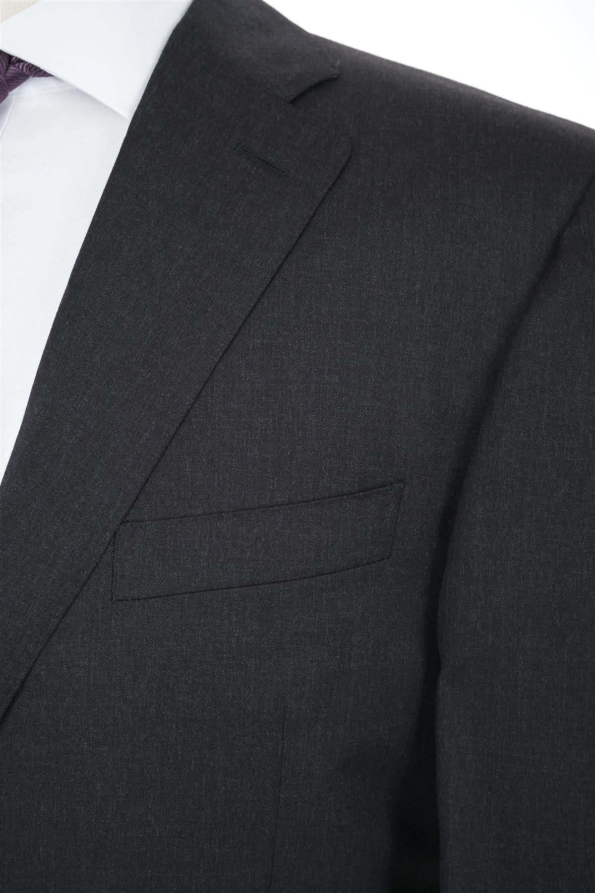 Canali Solid Charcoal 100% Wool Suit 48R