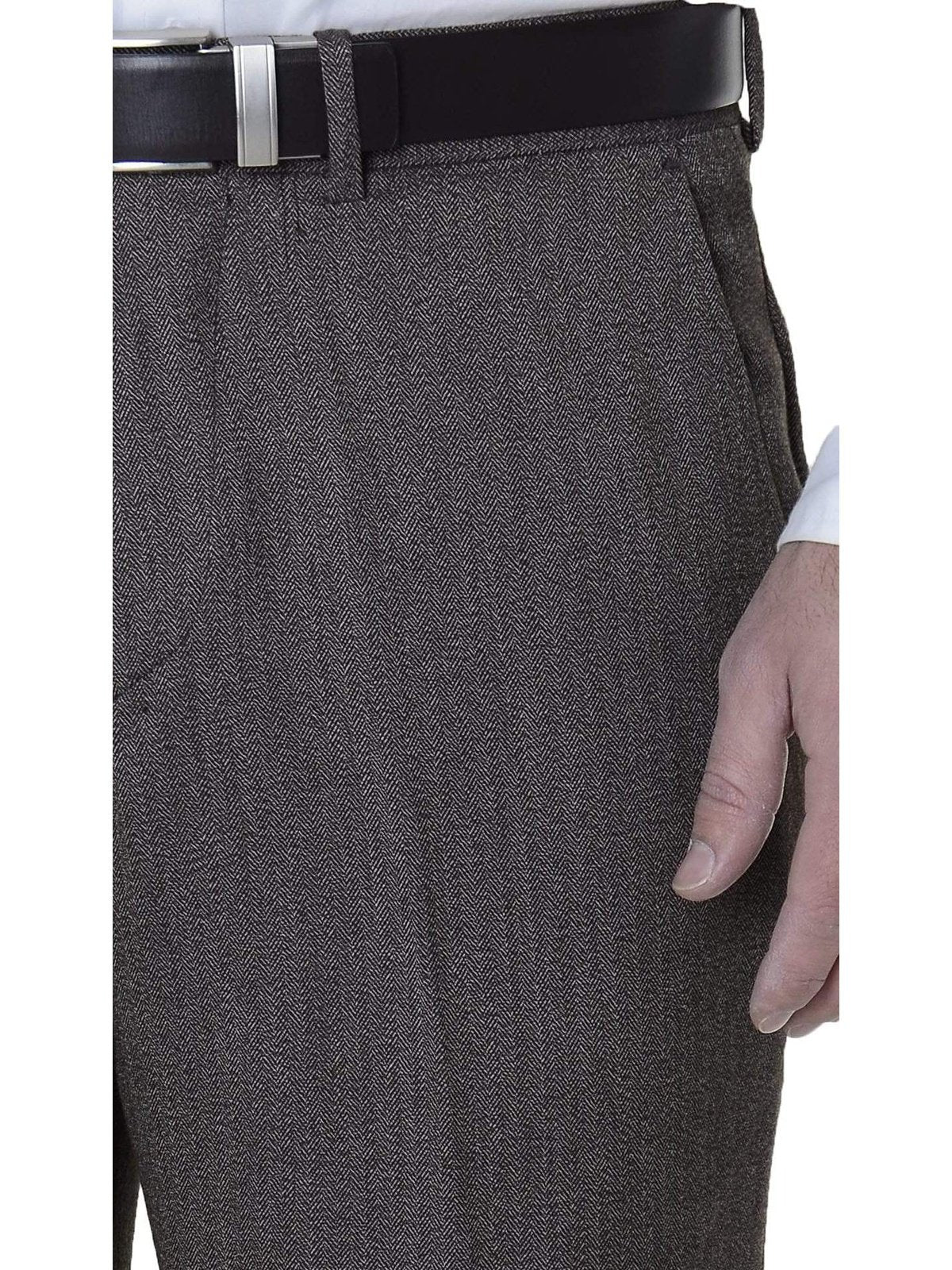 American Rag Mens Slim Fit Brown Herringbone Machine Washable Dress Pants
