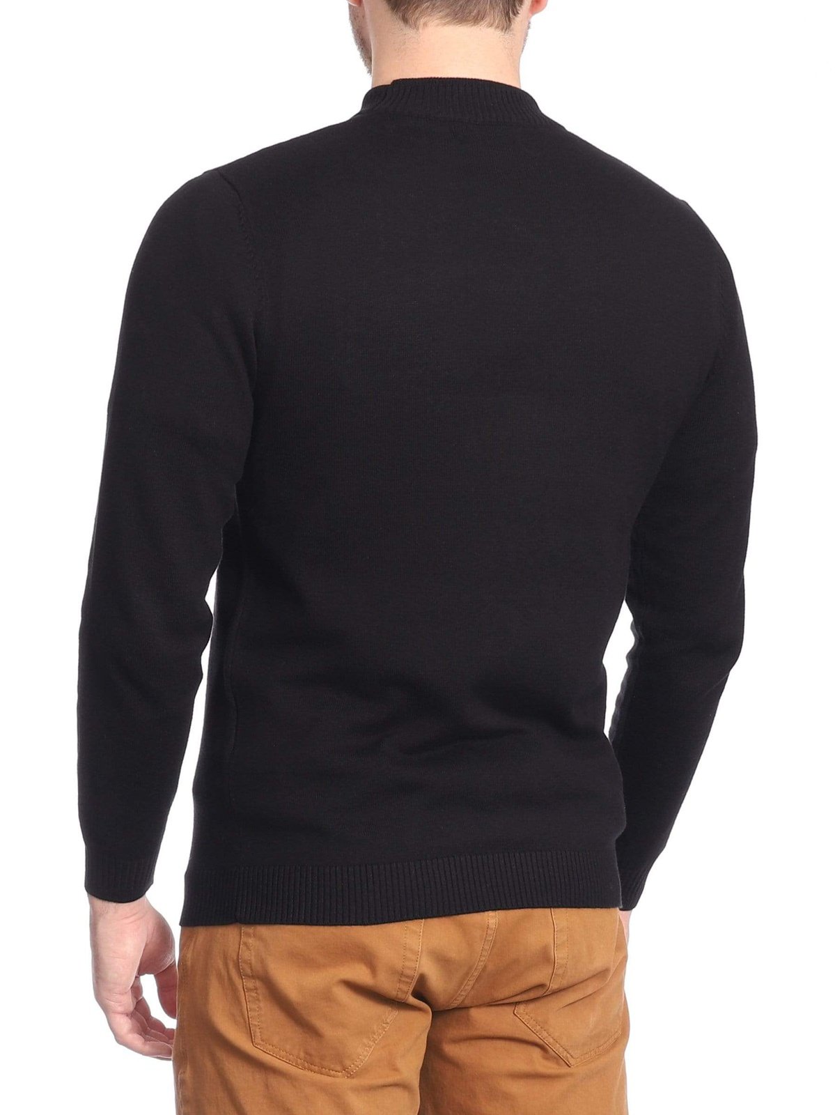 Arthur Black Men's Solid Black Pullover Cotton Blend Mock Neck Sweater Shirt